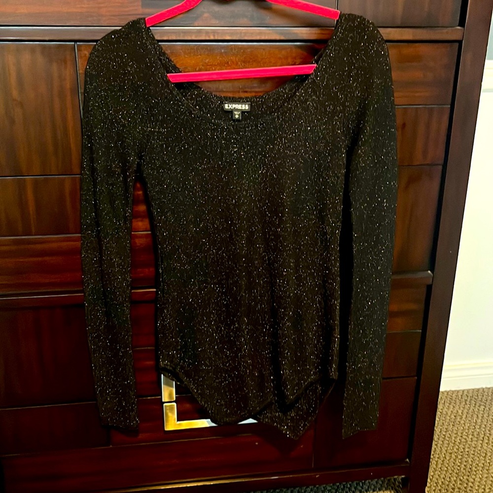 Black sheer sweater with gold size XS